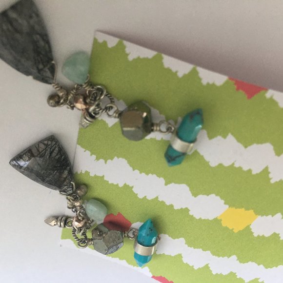 Chan Luu sliced quartz tourquoise earrings - Picture 11 of 12